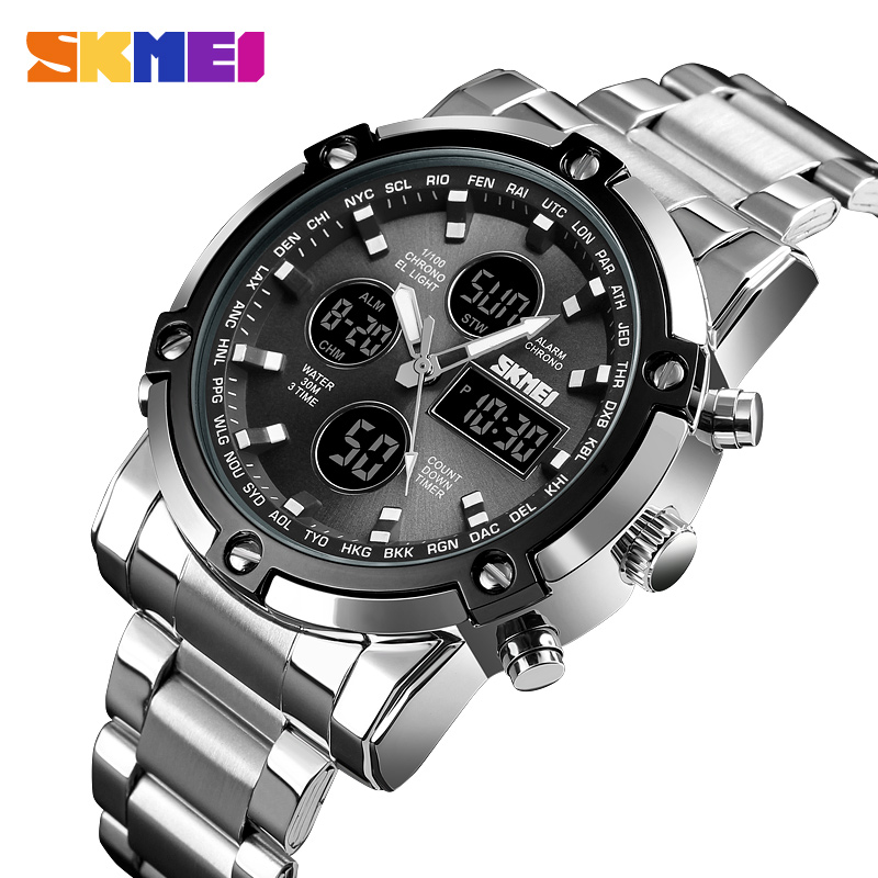 Gold 6138 - Skmei 1389 الرجال ثلاث مرات كوارتز